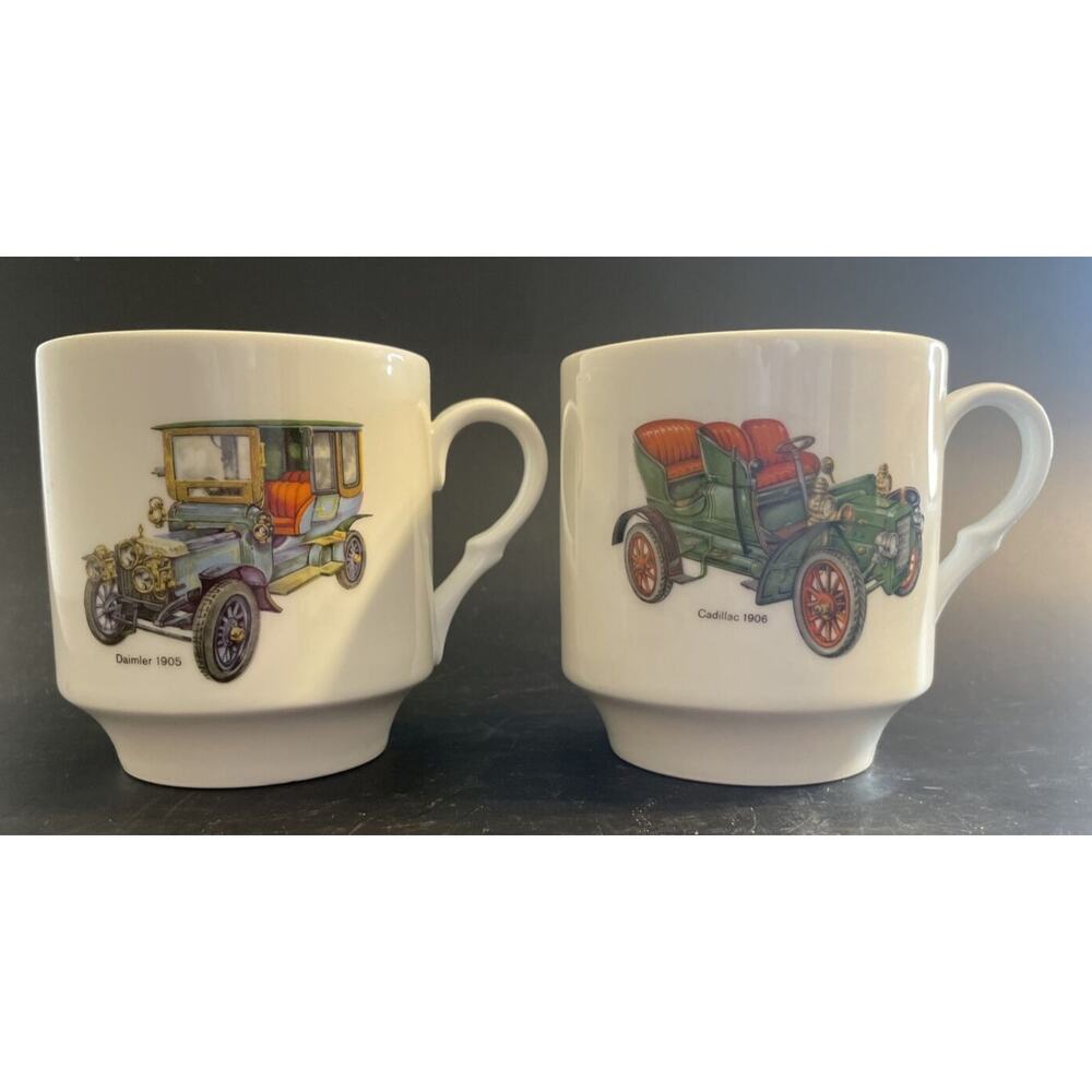 2 Bavaria Schumann Arzberg Germany Daimler 1905 Cadillac 1906 Coffee Mug Cup
